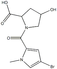 1-[(4-bromo-1-methyl-1H-pyrrol-2-yl)carbonyl]-4-hydroxypyrrolidine-2-carboxylic acid Structure