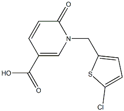 1-[(5-chlorothiophen-2-yl)methyl]-6-oxo-1,6-dihydropyridine-3-carboxylic acid,,结构式