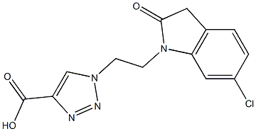 1-[2-(6-chloro-2-oxo-2,3-dihydro-1H-indol-1-yl)ethyl]-1H-1,2,3-triazole-4-carboxylic acid,,结构式