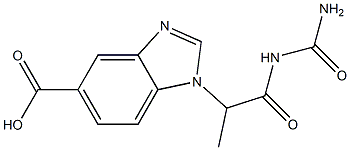 1-[2-(carbamoylamino)-1-methyl-2-oxoethyl]-1H-1,3-benzodiazole-5-carboxylic acid,,结构式