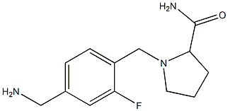 1-{[4-(aminomethyl)-2-fluorophenyl]methyl}pyrrolidine-2-carboxamide Structure