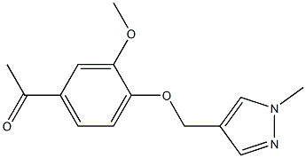 1-{3-methoxy-4-[(1-methyl-1H-pyrazol-4-yl)methoxy]phenyl}ethan-1-one,,结构式