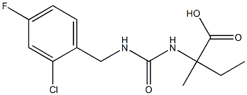 2-({[(2-chloro-4-fluorophenyl)methyl]carbamoyl}amino)-2-methylbutanoic acid 化学構造式