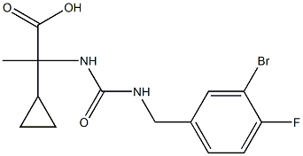2-({[(3-bromo-4-fluorophenyl)methyl]carbamoyl}amino)-2-cyclopropylpropanoic acid 结构式