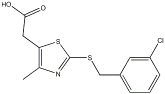 2-(2-{[(3-chlorophenyl)methyl]sulfanyl}-4-methyl-1,3-thiazol-5-yl)acetic acid Struktur