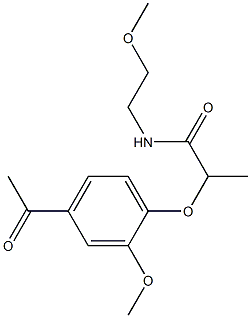 2-(4-acetyl-2-methoxyphenoxy)-N-(2-methoxyethyl)propanamide Structure