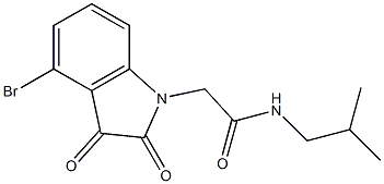 2-(4-bromo-2,3-dioxo-2,3-dihydro-1H-indol-1-yl)-N-(2-methylpropyl)acetamide,,结构式