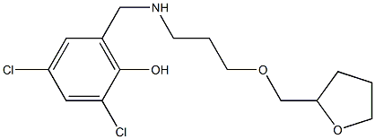 2,4-dichloro-6-({[3-(oxolan-2-ylmethoxy)propyl]amino}methyl)phenol Struktur