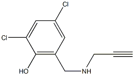 2,4-dichloro-6-[(prop-2-yn-1-ylamino)methyl]phenol,,结构式