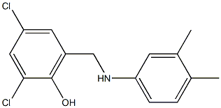 2,4-dichloro-6-{[(3,4-dimethylphenyl)amino]methyl}phenol 化学構造式