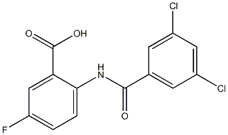 2-[(3,5-dichlorobenzene)amido]-5-fluorobenzoic acid Structure