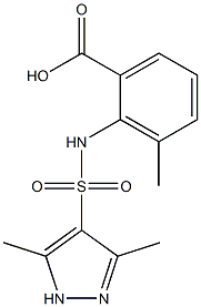 2-[(3,5-dimethyl-1H-pyrazole-4-)sulfonamido]-3-methylbenzoic acid Structure