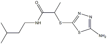 2-[(5-amino-1,3,4-thiadiazol-2-yl)sulfanyl]-N-(3-methylbutyl)propanamide,,结构式