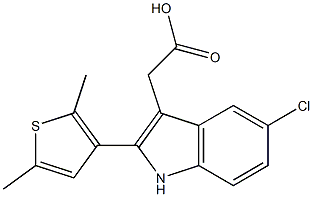 2-[5-chloro-2-(2,5-dimethylthiophen-3-yl)-1H-indol-3-yl]acetic acid 结构式