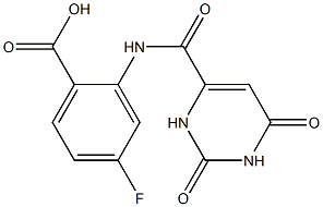 2-{[(2,6-dioxo-1,2,3,6-tetrahydropyrimidin-4-yl)carbonyl]amino}-4-fluorobenzoic acid Struktur