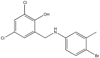 2-{[(4-bromo-3-methylphenyl)amino]methyl}-4,6-dichlorophenol 化学構造式