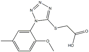 2-{[1-(2-methoxy-5-methylphenyl)-1H-1,2,3,4-tetrazol-5-yl]sulfanyl}acetic acid Struktur