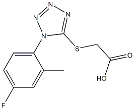 2-{[1-(4-fluoro-2-methylphenyl)-1H-1,2,3,4-tetrazol-5-yl]sulfanyl}acetic acid,,结构式