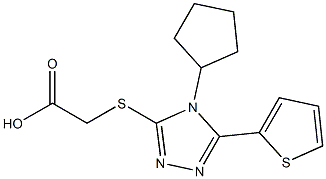 2-{[4-cyclopentyl-5-(thiophen-2-yl)-4H-1,2,4-triazol-3-yl]sulfanyl}acetic acid,,结构式