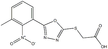 2-{[5-(3-methyl-2-nitrophenyl)-1,3,4-oxadiazol-2-yl]sulfanyl}acetic acid,,结构式