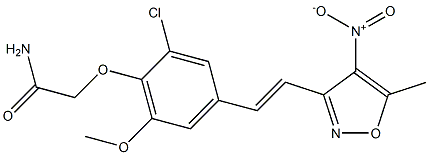 2-{2-chloro-6-methoxy-4-[(E)-2-(5-methyl-4-nitroisoxazol-3-yl)vinyl]phenoxy}acetamide Struktur