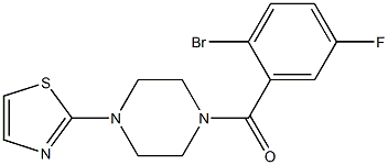 2-{4-[(2-bromo-5-fluorophenyl)carbonyl]piperazin-1-yl}-1,3-thiazole 化学構造式