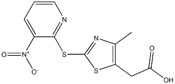 2-{4-methyl-2-[(3-nitropyridin-2-yl)sulfanyl]-1,3-thiazol-5-yl}acetic acid Struktur