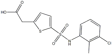2-{5-[(3-chloro-2-methylphenyl)sulfamoyl]thiophen-2-yl}acetic acid,,结构式