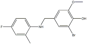 2-bromo-4-{[(4-fluoro-2-methylphenyl)amino]methyl}-6-methoxyphenol 化学構造式