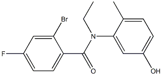 2-bromo-N-ethyl-4-fluoro-N-(5-hydroxy-2-methylphenyl)benzamide 化学構造式