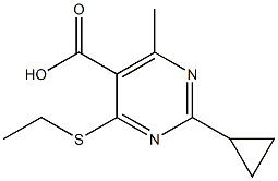 2-cyclopropyl-4-(ethylthio)-6-methylpyrimidine-5-carboxylic acid Structure