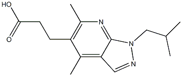 3-(1-isobutyl-4,6-dimethyl-1H-pyrazolo[3,4-b]pyridin-5-yl)propanoic acid 化学構造式