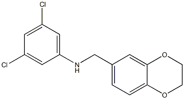 3,5-dichloro-N-(2,3-dihydro-1,4-benzodioxin-6-ylmethyl)aniline 化学構造式