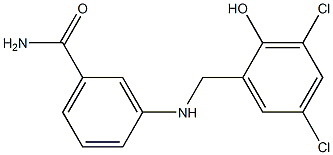 3-{[(3,5-dichloro-2-hydroxyphenyl)methyl]amino}benzamide,,结构式