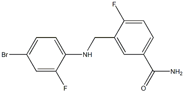 3-{[(4-bromo-2-fluorophenyl)amino]methyl}-4-fluorobenzamide Structure