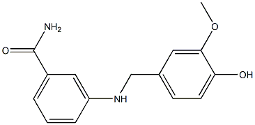 3-{[(4-hydroxy-3-methoxyphenyl)methyl]amino}benzamide 化学構造式