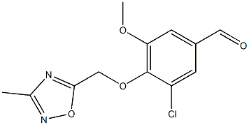 3-chloro-5-methoxy-4-[(3-methyl-1,2,4-oxadiazol-5-yl)methoxy]benzaldehyde,,结构式