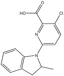 3-chloro-6-(2-methyl-2,3-dihydro-1H-indol-1-yl)pyridine-2-carboxylic acid 化学構造式