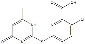 3-chloro-6-[(6-methyl-4-oxo-1,4-dihydropyrimidin-2-yl)sulfanyl]pyridine-2-carboxylic acid Struktur