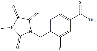 3-fluoro-4-[(3-methyl-2,4,5-trioxoimidazolidin-1-yl)methyl]benzene-1-carbothioamide|