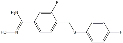 3-fluoro-4-{[(4-fluorophenyl)sulfanyl]methyl}-N'-hydroxybenzene-1-carboximidamide Struktur