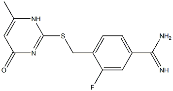 3-fluoro-4-{[(6-methyl-4-oxo-1,4-dihydropyrimidin-2-yl)sulfanyl]methyl}benzene-1-carboximidamide Structure