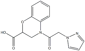 4-[2-(1H-pyrazol-1-yl)acetyl]-3,4-dihydro-2H-1,4-benzoxazine-2-carboxylic acid,,结构式
