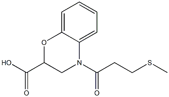 4-[3-(methylsulfanyl)propanoyl]-3,4-dihydro-2H-1,4-benzoxazine-2-carboxylic acid Struktur