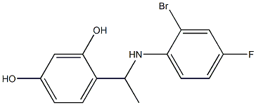 4-{1-[(2-bromo-4-fluorophenyl)amino]ethyl}benzene-1,3-diol 化学構造式