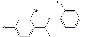 4-{1-[(2-chloro-4-methylphenyl)amino]ethyl}benzene-1,3-diol 化学構造式