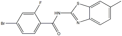 4-bromo-2-fluoro-N-(6-methyl-1,3-benzothiazol-2-yl)benzamide Structure