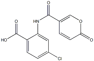 4-chloro-2-{[(2-oxo-2H-pyran-5-yl)carbonyl]amino}benzoic acid 化学構造式