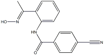 4-cyano-N-{2-[(1E)-N-hydroxyethanimidoyl]phenyl}benzamide Struktur