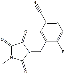 4-fluoro-3-[(3-methyl-2,4,5-trioxoimidazolidin-1-yl)methyl]benzonitrile Struktur